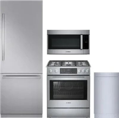 4 Piece Package Includes Refrigerator, Range, Microwave And Dishwasher