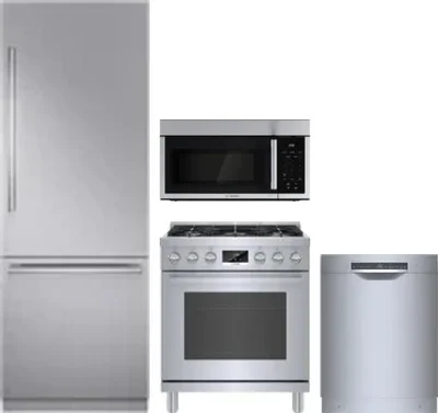 4 Piece Package Includes Refrigerator, Range, Microwave And Dishwasher