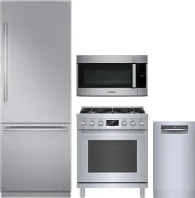 4 Piece Package Includes Refrigerator, Range, Microwave And Dishwasher
