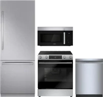 4 Piece Package Includes Refrigerator, Range, Microwave And Dishwasher