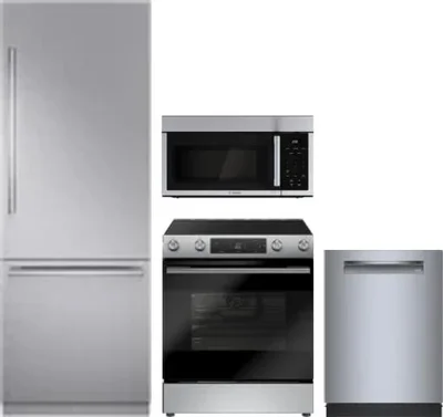 4 Piece Package Includes Refrigerator, Range, Microwave And Dishwasher