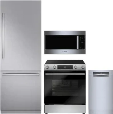 4 Piece Package Includes Refrigerator, Range, Microwave And Dishwasher