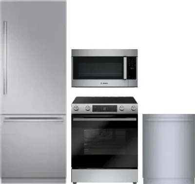 4 Piece Package Includes Refrigerator, Range, Microwave And Dishwasher
