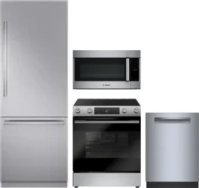 4 Piece Package Includes Refrigerator, Range, Microwave And Dishwasher