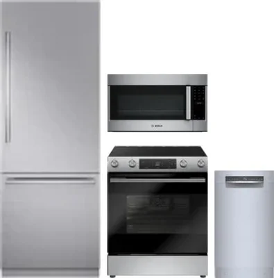4 Piece Package Includes Refrigerator, Range, Microwave And Dishwasher