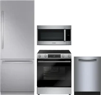 4 Piece Package Includes Refrigerator, Range, Microwave And Dishwasher