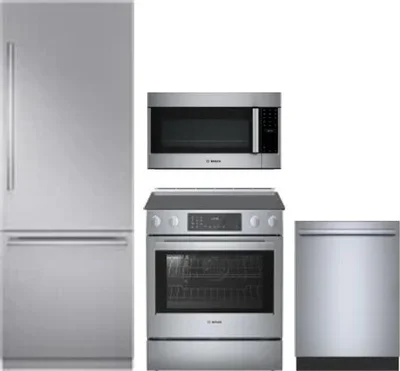 4 Piece Package Includes Refrigerator, Range, Microwave And Dishwasher