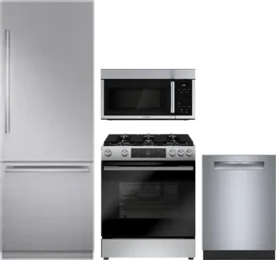 4 Piece Package Includes Refrigerator, Range, Microwave And Dishwasher