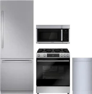 4 Piece Package Includes Refrigerator, Range, Microwave And Dishwasher