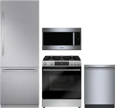 4 Piece Package Includes Refrigerator, Range, Microwave And Dishwasher