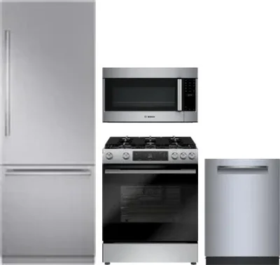 4 Piece Package Includes Refrigerator, Range, Microwave And Dishwasher