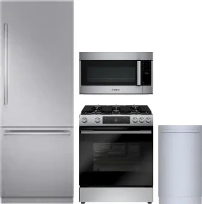 4 Piece Package Includes Refrigerator, Range, Microwave And Dishwasher