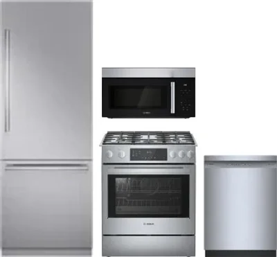 4 Piece Package Includes Refrigerator, Range, Microwave And Dishwasher