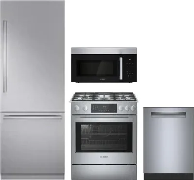 4 Piece Package Includes Refrigerator, Range, Microwave And Dishwasher