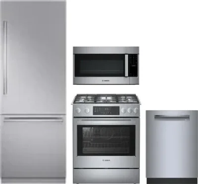 4 Piece Package Includes Refrigerator, Range, Microwave And Dishwasher