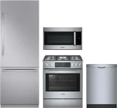 4 Piece Package Includes Refrigerator, Range, Microwave And Dishwasher