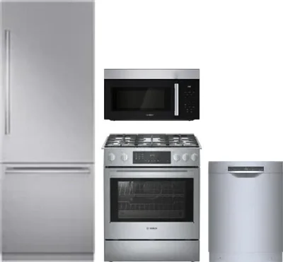 4 Piece Package Includes Refrigerator, Range, Microwave And Dishwasher
