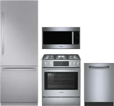 4 Piece Package Includes Refrigerator, Range, Microwave And Dishwasher
