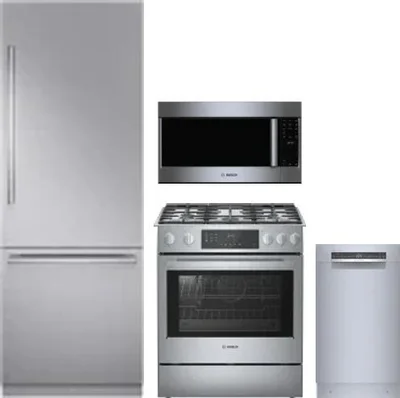 4 Piece Package Includes Refrigerator, Range, Microwave And Dishwasher