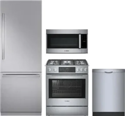 4 Piece Package Includes Refrigerator, Range, Microwave And Dishwasher