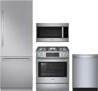 4 Piece Package Includes Refrigerator, Range, Microwave And Dishwasher