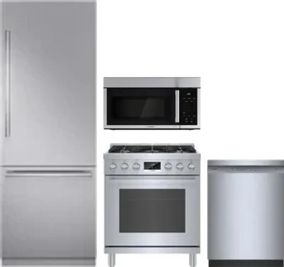 4 Piece Package Includes Refrigerator, Range, Microwave And Dishwasher