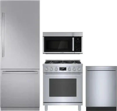 4 Piece Package Includes Refrigerator, Range, Microwave And Dishwasher