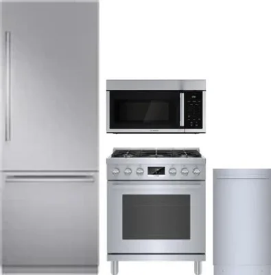 4 Piece Package Includes Refrigerator, Range, Microwave And Dishwasher