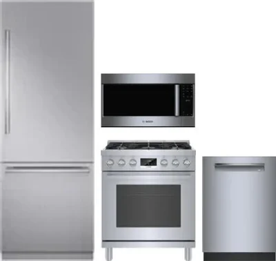 4 Piece Package Includes Refrigerator, Range, Microwave And Dishwasher