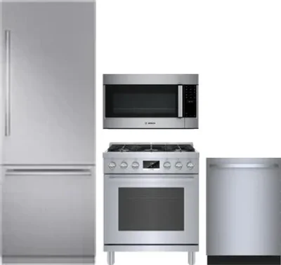4 Piece Package Includes Refrigerator, Range, Microwave And Dishwasher