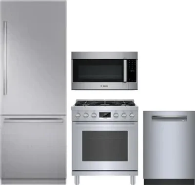 4 Piece Package Includes Refrigerator, Range, Microwave And Dishwasher