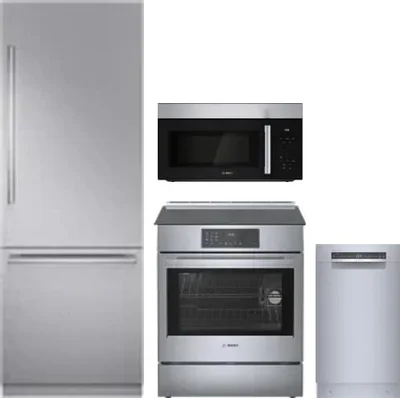 4 Piece Package Includes Refrigerator, Range, Microwave And Dishwasher