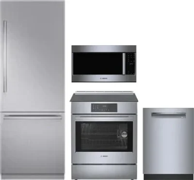 4 Piece Package Includes Refrigerator, Range, Microwave And Dishwasher