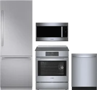4 Piece Package Includes Refrigerator, Range, Microwave And Dishwasher