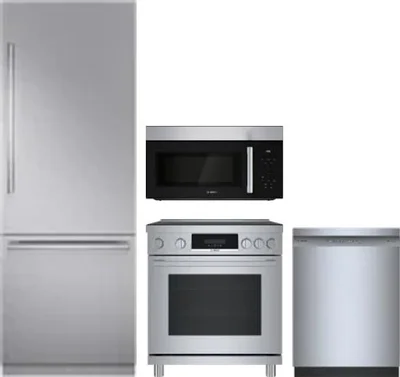 4 Piece Package Includes Refrigerator, Range, Microwave And Dishwasher