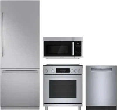 4 Piece Package Includes Refrigerator, Range, Microwave And Dishwasher