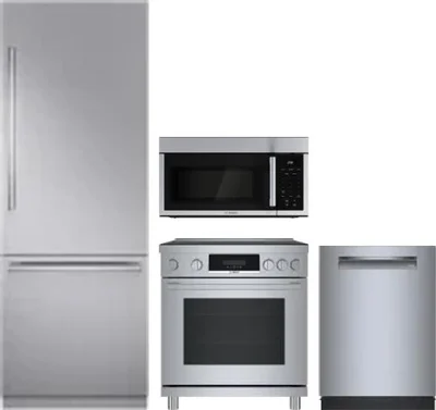 4 Piece Package Includes Refrigerator, Range, Microwave And Dishwasher