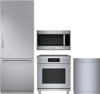 4 Piece Package Includes Refrigerator, Range, Microwave And Dishwasher