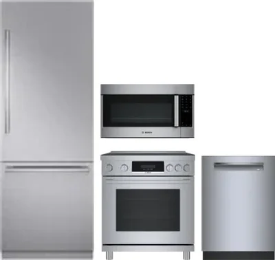 4 Piece Package Includes Refrigerator, Range, Microwave And Dishwasher