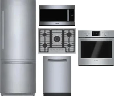 5 Piece Package Includes Refrigerator, Cooktop, Wall Oven, Microwave And Dishwasher