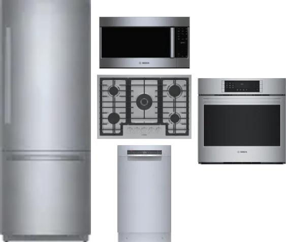 5 Piece Package Includes Refrigerator, Cooktop, Wall Oven, Microwave And Dishwasher