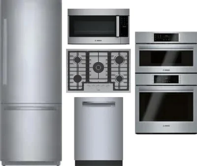 5 Piece Package Includes Refrigerator, Cooktop, Wall Oven, Microwave And Dishwasher