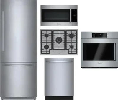5 Piece Package Includes Refrigerator, Cooktop, Wall Oven, Microwave And Dishwasher