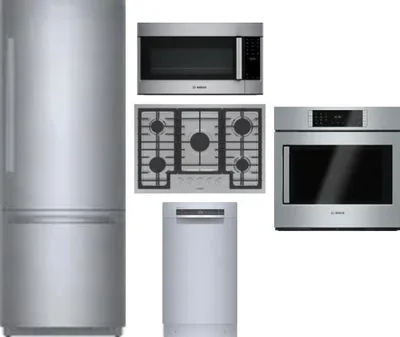 5 Piece Package Includes Refrigerator, Cooktop, Wall Oven, Microwave And Dishwasher