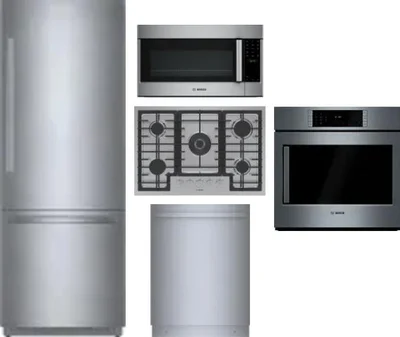 5 Piece Package Includes Refrigerator, Cooktop, Wall Oven, Microwave And Dishwasher