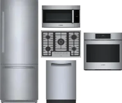 5 Piece Package Includes Refrigerator, Cooktop, Wall Oven, Microwave And Dishwasher