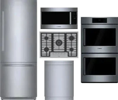 5 Piece Package Includes Refrigerator, Cooktop, Wall Oven, Microwave And Dishwasher