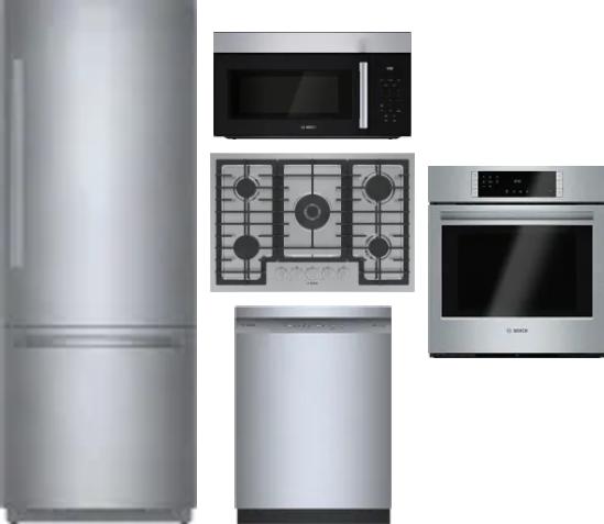 5 Piece Package Includes Refrigerator, Cooktop, Wall Oven, Microwave And Dishwasher