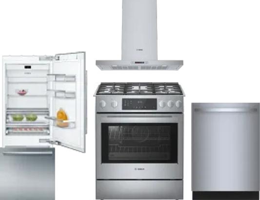 4 Piece Package Includes Refrigerator, Range, Hood And Dishwasher
