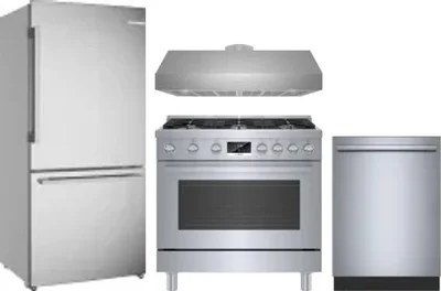 4 Piece Package Includes Refrigerator, Range, Hood And Dishwasher
